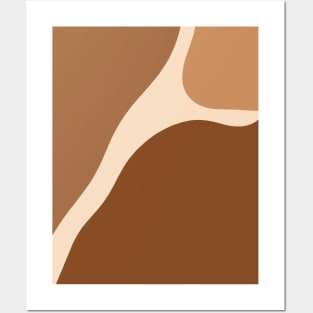 Mid century modern abstract shapes brown Posters and Art